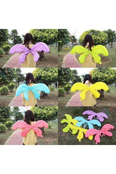 BEST PARTİ DOĞUM GÜNÜ PARTİ SÜSLERİ Blue Color Angel Wing Foil Balloon and Number Foil Balloon Set Age 2