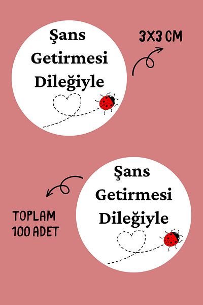 Beyaz Grafik Wishing You Good Luck / Thank You Themed Packaging Sticker Label (100 Pieces)