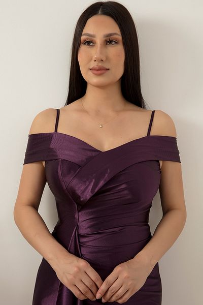 PULLIMM Strappy Pleated Satin Dress 39423