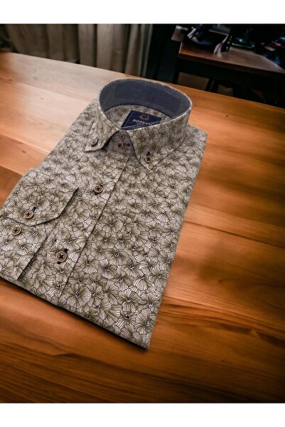 ROSETTİ Πράσινο πουκάμισο με λεπτή εφαρμογή με κουμπιά Rosetti με λουλουδάτο σχέδιο