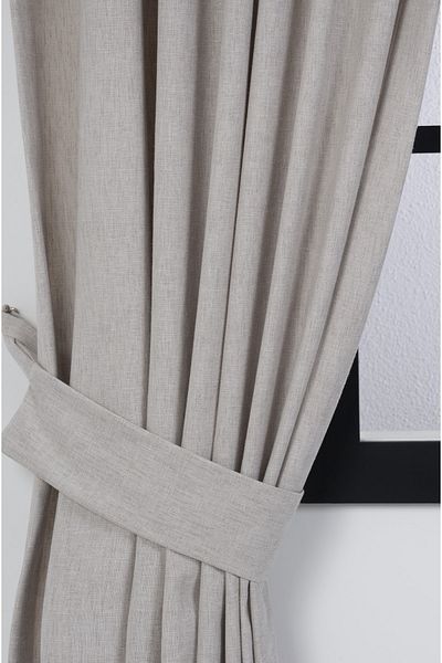 Belle Cose Linen Look Decorative Background Curtain Pleatless Planting Beige