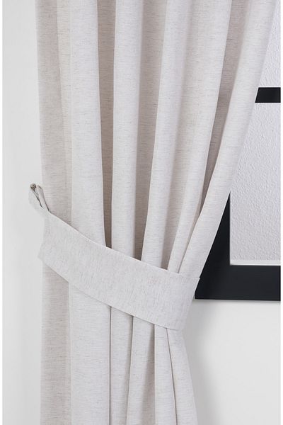 Belle Cose Linen Look Decorative Background Curtain Pleatless Planting Light Beige