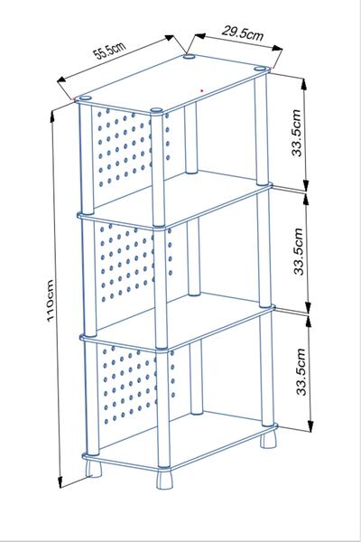 ATA HOME Çok Amaçlı 3 Raflı Ahşap Modern Dekoratif Kitap Dosya Ev Ofis Rafı