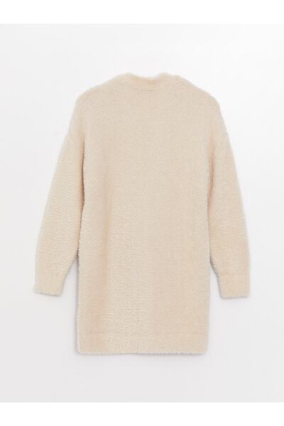 LC Waikiki Shawl Collar Plain Long Sleeve Women's Plush Cardigan