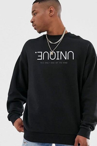 BENROMA Unisex με στάμπα με λαιμόκοψη μαύρο swaet