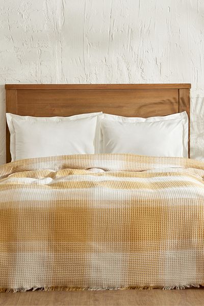 Karaca Home Flow Plaid Double Waffle Pike 200x230 cm Mustard
