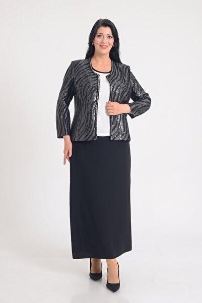SpringStore Siyah Büyük Beden Etekli Takım
