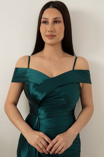 PULLIMM Strappy Pleated Satin Dress 39423