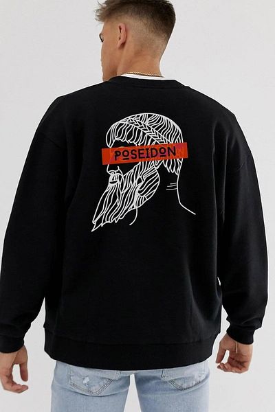 BENROMA Unisex με στάμπα με λαιμόκοψη μαύρο swaet