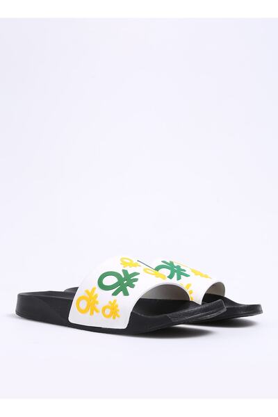 Benetton Ανδρικές Παντόφλες Μαύρο-Λευκό BN-1260