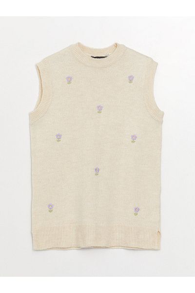 LC Waikiki Pulover de damă, tricotat, cu gât crew brodat