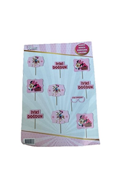 MFM Minnie mouse doğum günü konuşma balonu el pankartı 10 adet