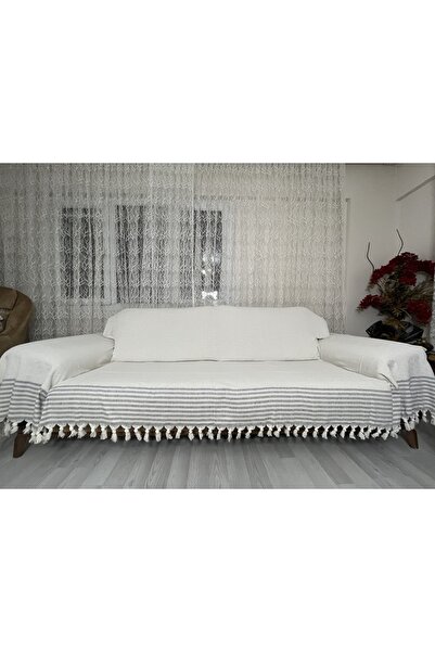Nasır Home Ekru Gri Kolları Örten Battal Boy Pamuklu Buldan El Bağlama Çekyat...