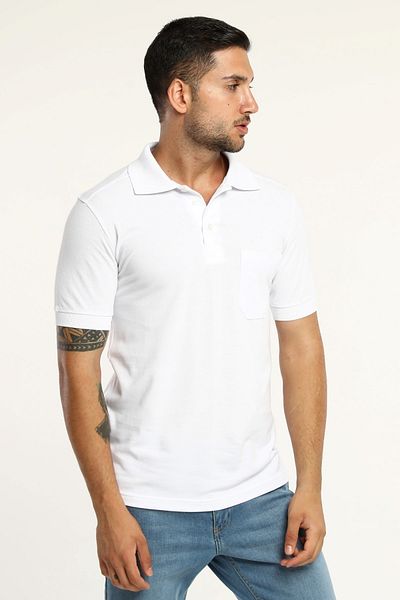Uniprom Men's Polo Neck T-Shirt with Mercedes Logo 100% Cotton White