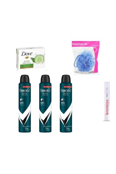 Rexona Men Invisible Black And White Erkek Sprey Deodorant 200 Ml 3 Adet +dove Sabun +lif +kalem Parfüm