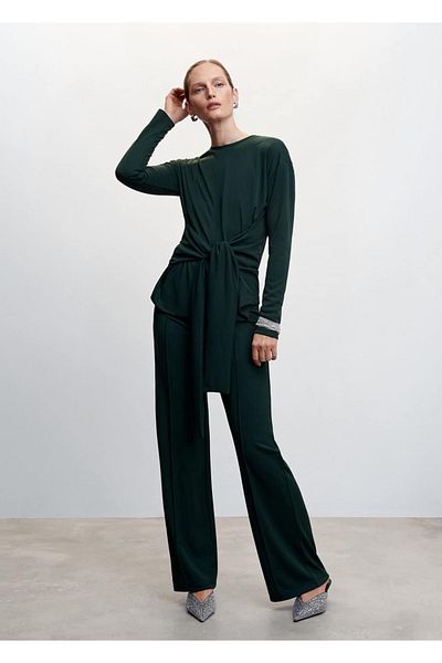MANGO Woman Παντελόνι σε ίσιο κόψιμο με λεπτομέρεια ραφής