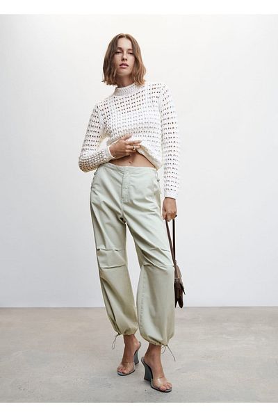 MANGO Woman Openwork Knit Perkins Collar Sweater