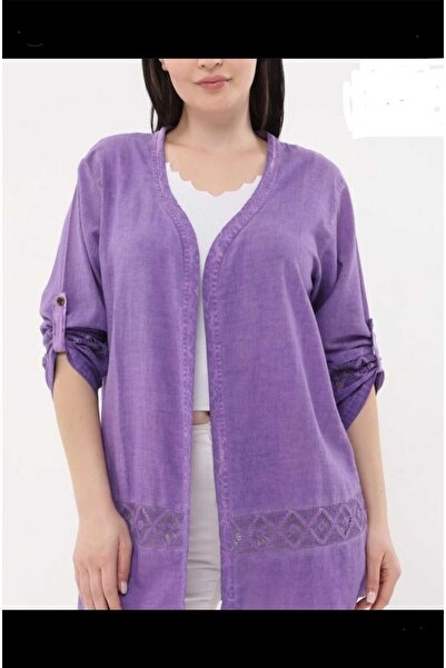 anne moda ankara 100% πλυμένο βαμβάκι χωρίς σχέδια μονόχρωμη άνοιξη καλοκαιρινή ζακέτα με μανίκια τρία τέταρτα