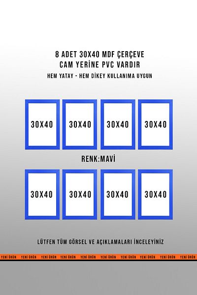 yhfoto 8 BUC. CADRU ALBASTRU 30X40 - CADRU A4 - CADRU MDF COLORAT