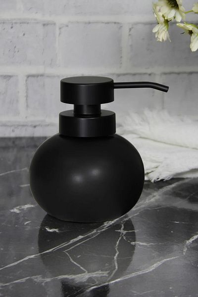 Trouvaille Porcelain Liquid Soap Dispenser Detergent Dispenser Chubby Black Liquid Soap Dispenser Detergent Dispenser, Bathroom and Kitchen Soap Dispenser