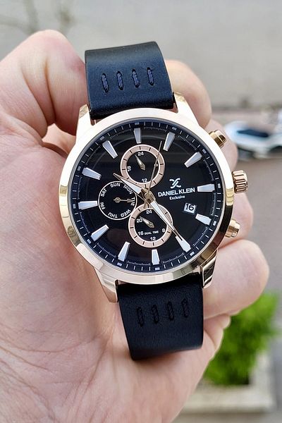 Daniel Klein Inside Indicators Active Function Case Rose Cord Black Color Men's Wristwatch