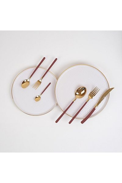 Glore Roman Cutlery Set Gold-red