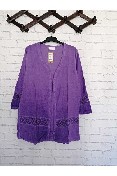 anne moda ankara 100% πλυμένο βαμβάκι χωρίς σχέδια μονόχρωμη άνοιξη καλοκαιρινή ζακέτα με μανίκια τρία τέταρτα