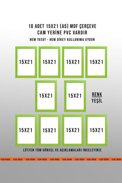 yhfoto 10 KOMADA ZELENOG OKVIRA 15X21 - OKVIR A5 - MDF OKVIRI U BOJI