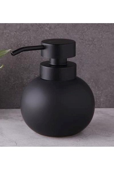 Trouvaille Porcelain Liquid Soap Dispenser Detergent Dispenser Chubby Black Liquid Soap Dispenser Detergent Dispenser, Bathroom and Kitchen Soap Dispenser