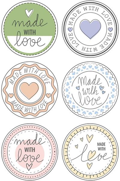 anka design Made With Love Colorful Sticker Set 4 cm - 48 Pieces -