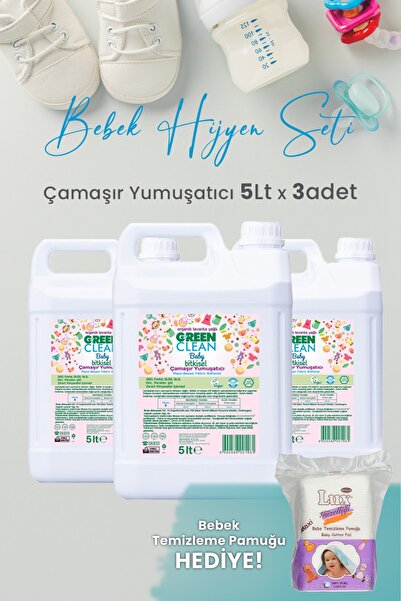 Green Clean Baby Bitkisel Çamaşır Yumuşatıcı Lavanta Yağlı 5 lt x 3 Adet ve