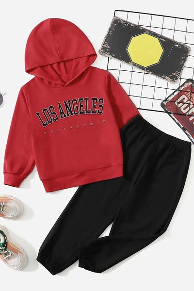 Adrift Los Angeles Children's Tracksuit Set - Red, Loseyazi, Eşhcck