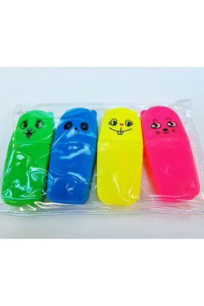 Modellino Cute Animals Cut Point Highlighter in a 4-Piece Zippered Bag