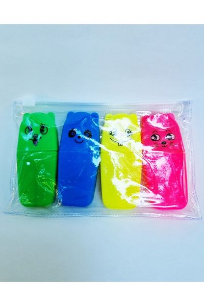 Modellino Cute Animals Cut Point Highlighter in a 4-Piece Zippered Bag