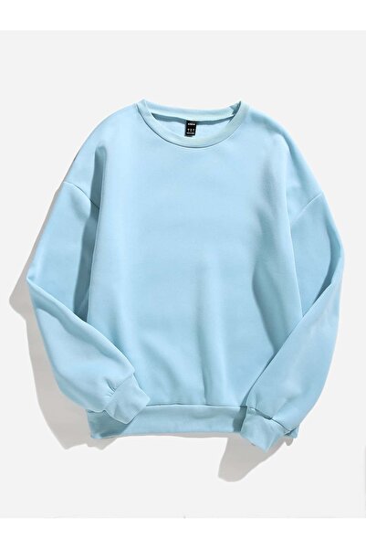 Adrift KOD ADR-SHEN EZwear Bluză de trening uni cu guler rotund ALBASTRU BEBE