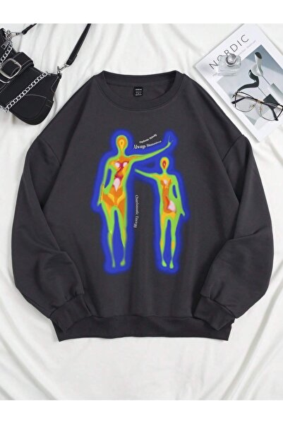 Adrift KOD ADR-SHEN Coolane Body Heat Map Print Hanorac cu umeri picioare Gri