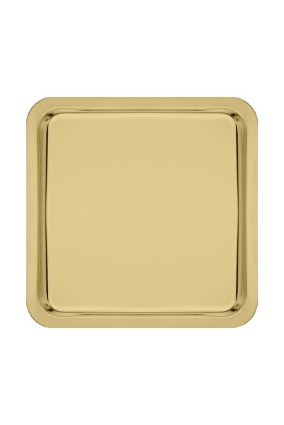 Kitchen Design Lab Paslanmaz Çelik Gold Renk Sunum Tepsisi 21 X21 Cm Çay Kahve Pasta Tatlı Servis Sunum Tepsisi 4 Adet