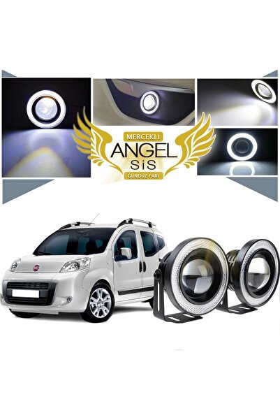 Nikadu Fiat Fiorino Uyumlu, Universal Mercekli Led Angel Sis Farı, 76mm Beyaz...