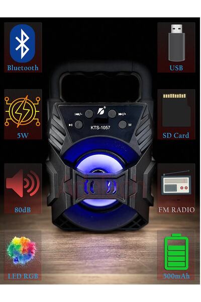 teknonisa Kts 1057 Işıklı Bluetooth Hoparlör Taşınabilir Kablosuz Radyolu Ses...