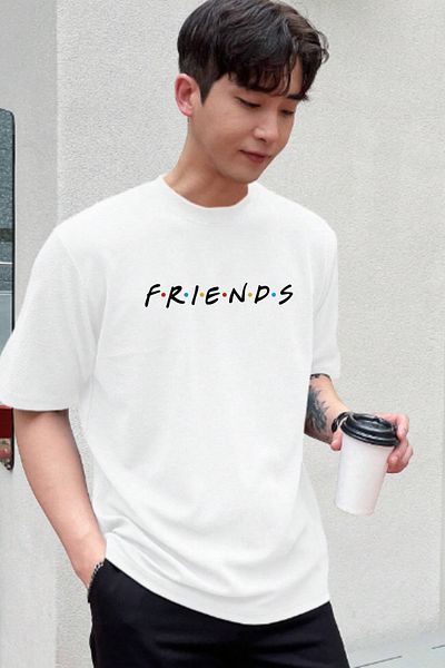 AMMA Unisex Friends Printed Oversize 100% Cotton Boyfriend T-shirt