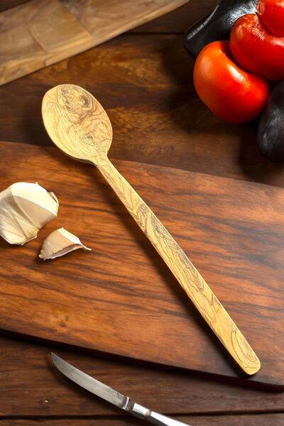 MaisonArt Olive Wood Spoon 28 Cm | Handmade Wooden Spoon Natural Wood