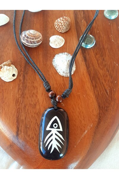 Idarosa Concept Otantik Etnik Bohem Siyah İpli Balık Hippi Kolye