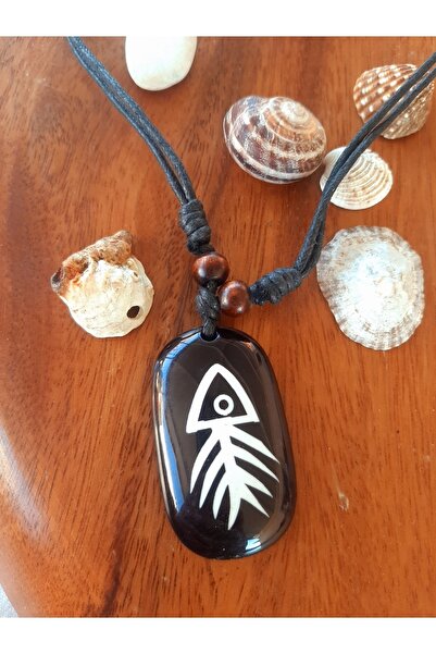 Idarosa Concept Otantik Etnik Bohem Siyah İpli Balık Hippi Kolye