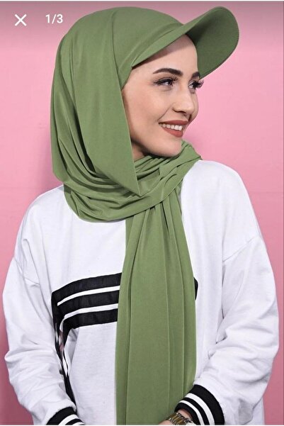 Nilbutik Şapkalı Boneli Hazır Şal Hijab Üstü Kullanılabilen Havuz Deniz Bone Şal