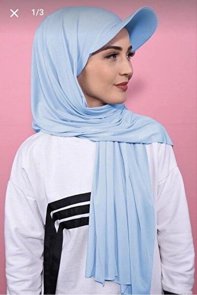 Nilbutik Şapkalı Boneli Hazır Şal Hijab Üstü Kullanılabilen Havuz Deniz Bone Şal