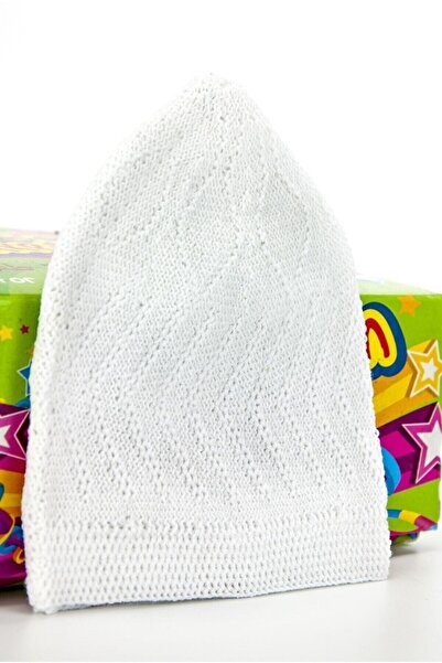 DOĞRU Erkek Çocuk Beyaz Dantel Örgü Takkesi