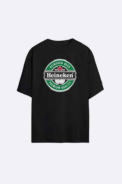 AMMA Unisex Heineken Printed Oversize 100% Cotton Boyfriend T-shirt