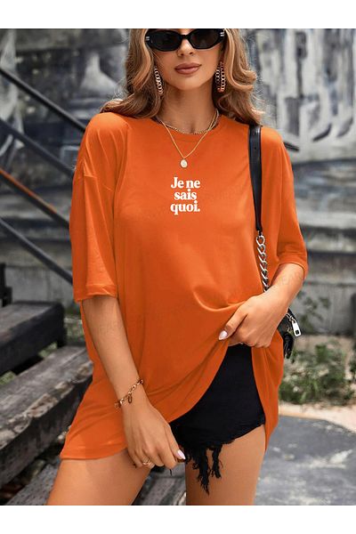 Pear Wear Je Ne Sais Quoi Μπλουζάκι με στάμπα γαλλικού τύπου Oversize Crew Neck T-Shirt