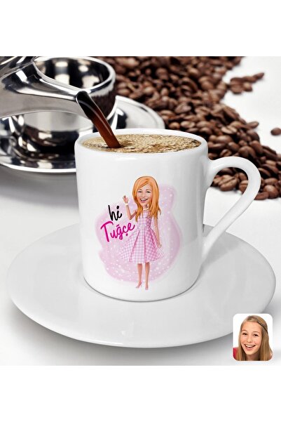Bk Gift Kişiye Özel Barbie Karikatürlü Türk Kahvesi Fincanı-5, Barbie Filmi, ...