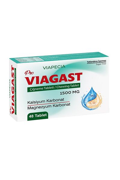 Viapecia Pro Viagast 1500Mg Calcium & Magnesium Chewable Tablet, Mineral Balance Support 48 Tablets
